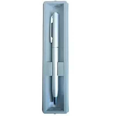 Boligrafo Caja Acrilica Gris Plano