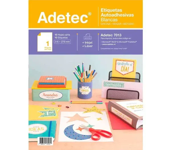 Etiqueta Adhesiva Carta Adetec 10 Hjs