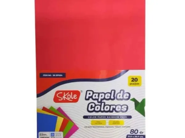 Hoja Color Carta Skole Surtido 20 Unid