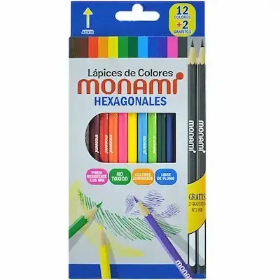 Lapiz Color Monami 12 + 2 Grafito