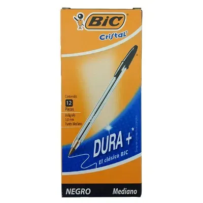 Lapiz Pasta Bic P/Media Negro 12 Unid