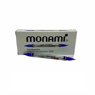 Marcador Doble Punta Monami Azul
