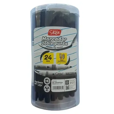 Marcador Doble Punta Negro Skole