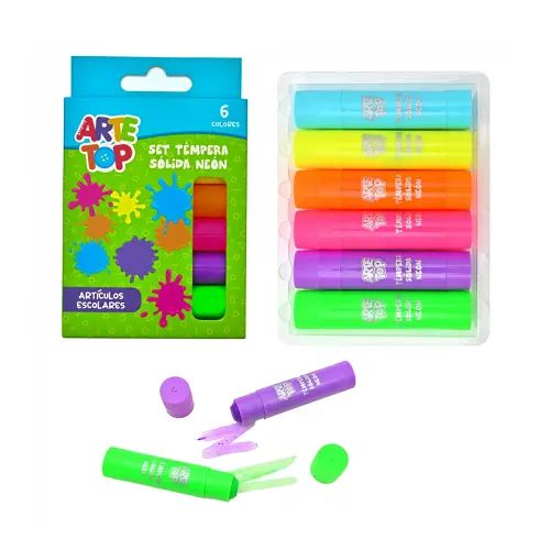 Tempera Solida Arte Top Neon 6 Colores